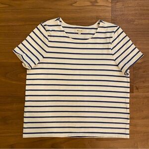 Madewell Navy and Cream Striped Tee